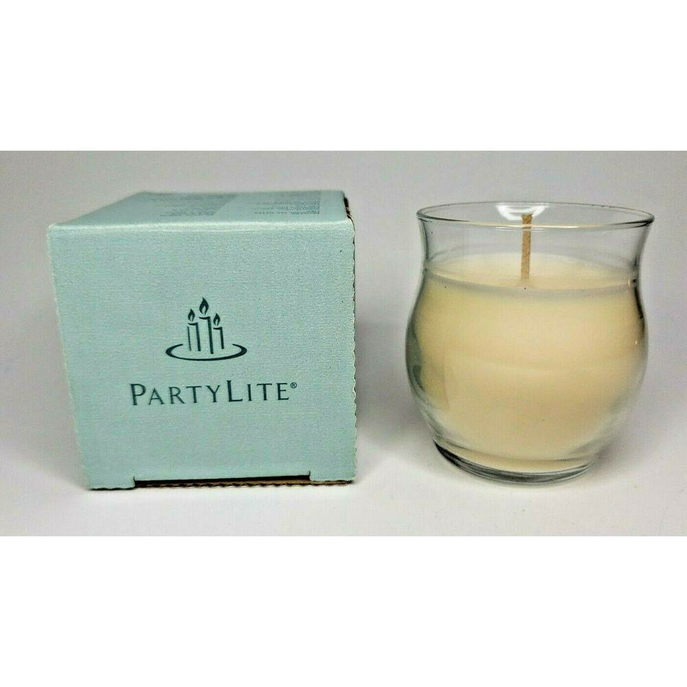 PartyLite Mini Barrel Glass Jar Candle 3.7oz‎ Iced White Pear Tea  P6D/G33180